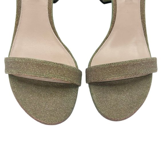 Stuart Weitzman Nearlynude Gold Glitter Heeled Sandals - Picture 5 of 11